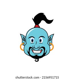 Head of genie the lamp kidding logo design