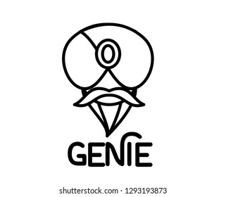 head genie with turban outline logo icon designs vector