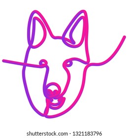 The head of the German shepherd in one line. Vector illustration on white background.