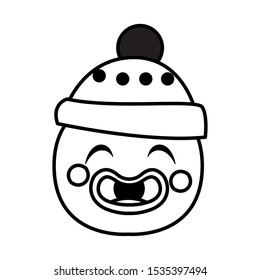 head of gingerbread man with hat in white background vector illustration design