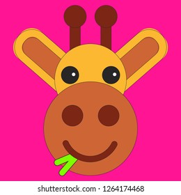 Head of a giraffe in cartoon flat style. Vector illustration on color background