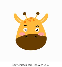 head giraffe cartoon illustration character. animal forest cartoon