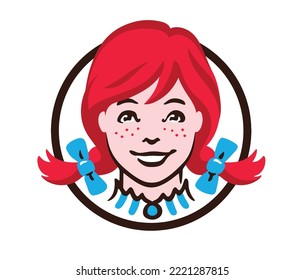 head girl face wendys icon vector art design logo symbol sign modern isolated white background template mascot symbol character