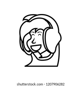 head of girl with headphone character