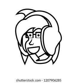 head of girl with headphone character