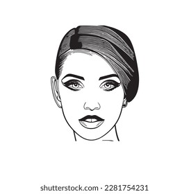 A head of girl line art vector work.