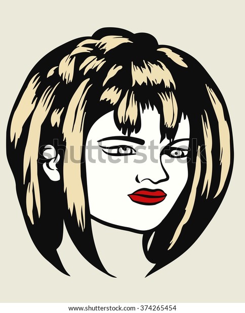 Head Girl Short Hair Sketch Stock Vektorgrafik Lizenzfrei
