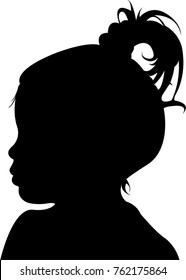 a head of girl, silhouette vector