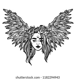 296 Mystic girl head with wings Images, Stock Photos & Vectors ...