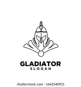 head gladiator line spartan logo icon design