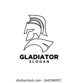 head gladiator line spartan logo icon design