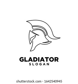 head gladiator line spartan logo icon design