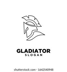 head gladiator line spartan logo icon design