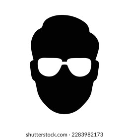 cabeza con icono de gafas o avatar, ilustración vectorial 