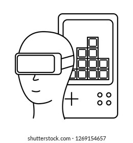 head with glasses vr gamepad video game