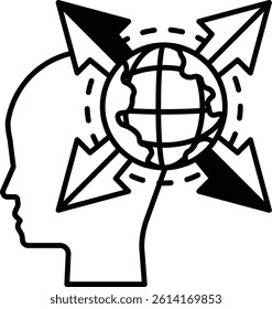 A head with a globe on top of it