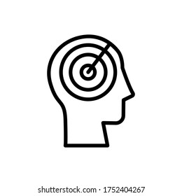 icono de objetivo de cabecera. Línea simple, contorno vectorial elementos de los iconos del proceso cerebral para ui y ux, sitio web o aplicación móvil