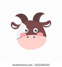 head goat cartoon illustration character. animal forest cartoon