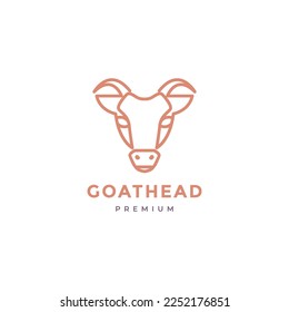 head goat cattle meat and milk line minimal logo design vector icon illustration template