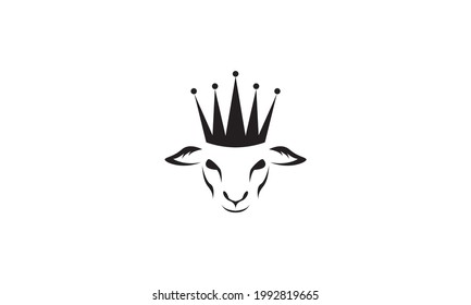 head goat with crown logo vector icon illustration design