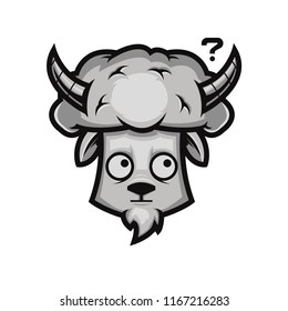 head of goat with different expression grayscale color