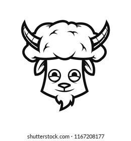 head of goat with different expression line art style