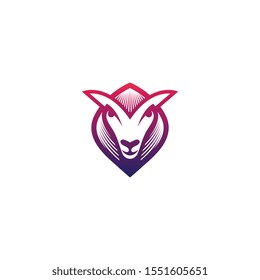 Head of Goat emblem with abstract shape for logo