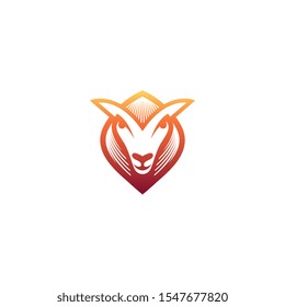 Head of Goat emblem with abstract shaped for logo