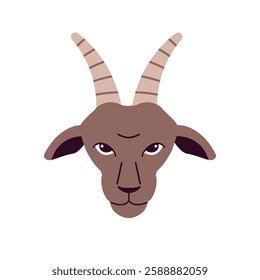 Head of goat in flat style on white background.