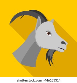 Head of goat icon in flat style on a yellow background