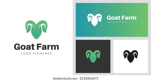 Kopfziege mit Blatt Logo Symbol Design Vektorziege Logo Illustration für Bauernhof Marke, Vieh Logo Vorlage