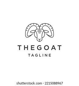 Head goat line logo icon design template flat vector