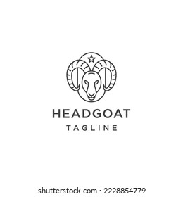Head goat line logo icon design template flat vector