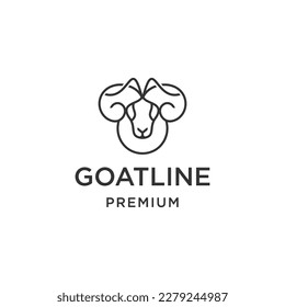 Head goat line logo icon design template flat vector