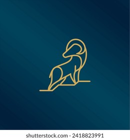 Head goat line logo icon design template flat vector