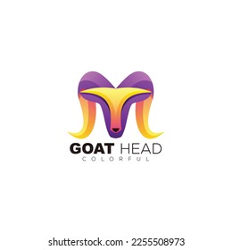 head goat logo design colorful style template 