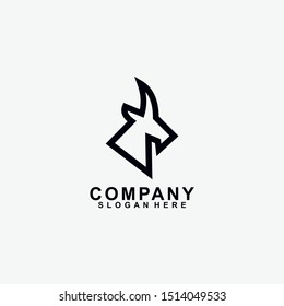 Head Goat Logo Design Vector Template.