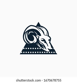 Head of Goat logo vector illustration. 