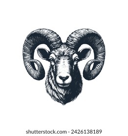 The head of goat or sheep.Vector illustration.