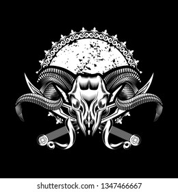 Head of Goat skull in ornament vector illustration