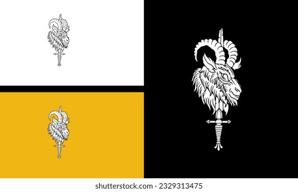 head goat with sword vector line art design