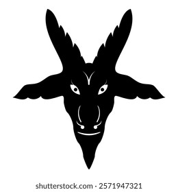 Head goat Symbol Satanism of Lavaeus Sigil of Baphomet sign icon black color vector illustration image flat style