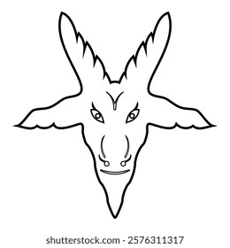 Head goat Symbol Satanism of Lavaeus Sigil of Baphomet sign contour outline line icon black color vector illustration image thin flat style