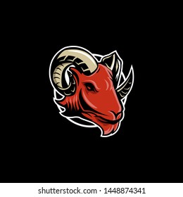 Head Of Goat Team Logo Vector in Red Color 