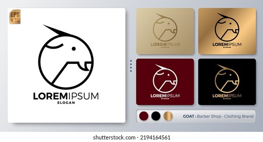 Head goat vector illustration Logo design. Blank name for insert your Branding. Designed with examples for all kinds of applications. You can used for company, indentity, barber shop for men.