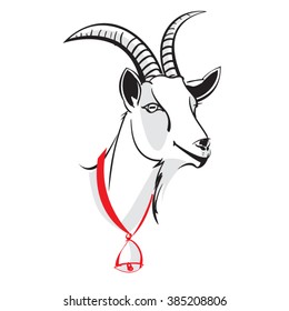 Head of the goat, vector image on white background. Illustration image design