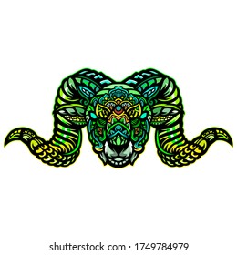 Head of goat zentangle. colorful