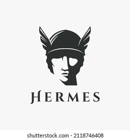 Head of God Hermes logo vector icon on white background