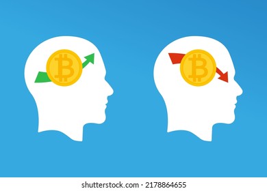Head. A gold coin falls and rises in value. Vector illustration