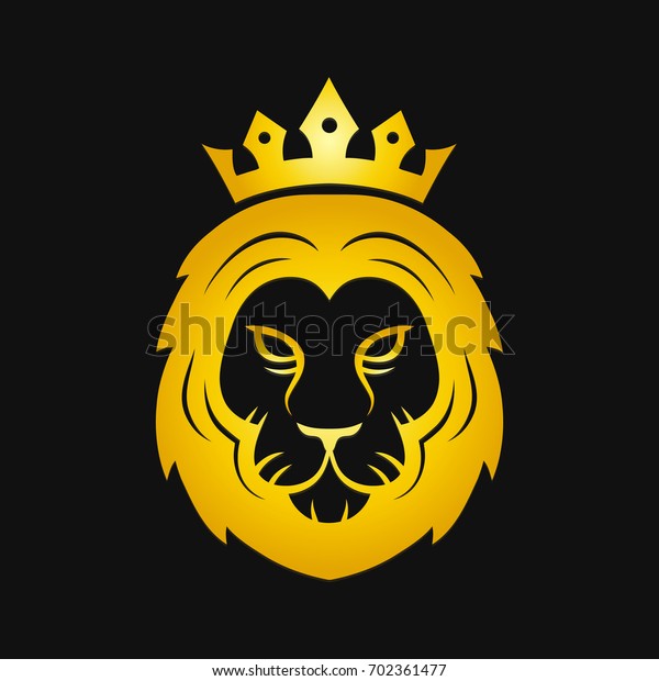 Head Gold Fierce Crowned Lion Logo Stock Vector (Royalty Free) 702361477